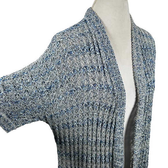 Chicos Open Knit Cardigan Sweater Topper Artsy Boho Tunic Length Size 3 = XL - Picture 9 of 10